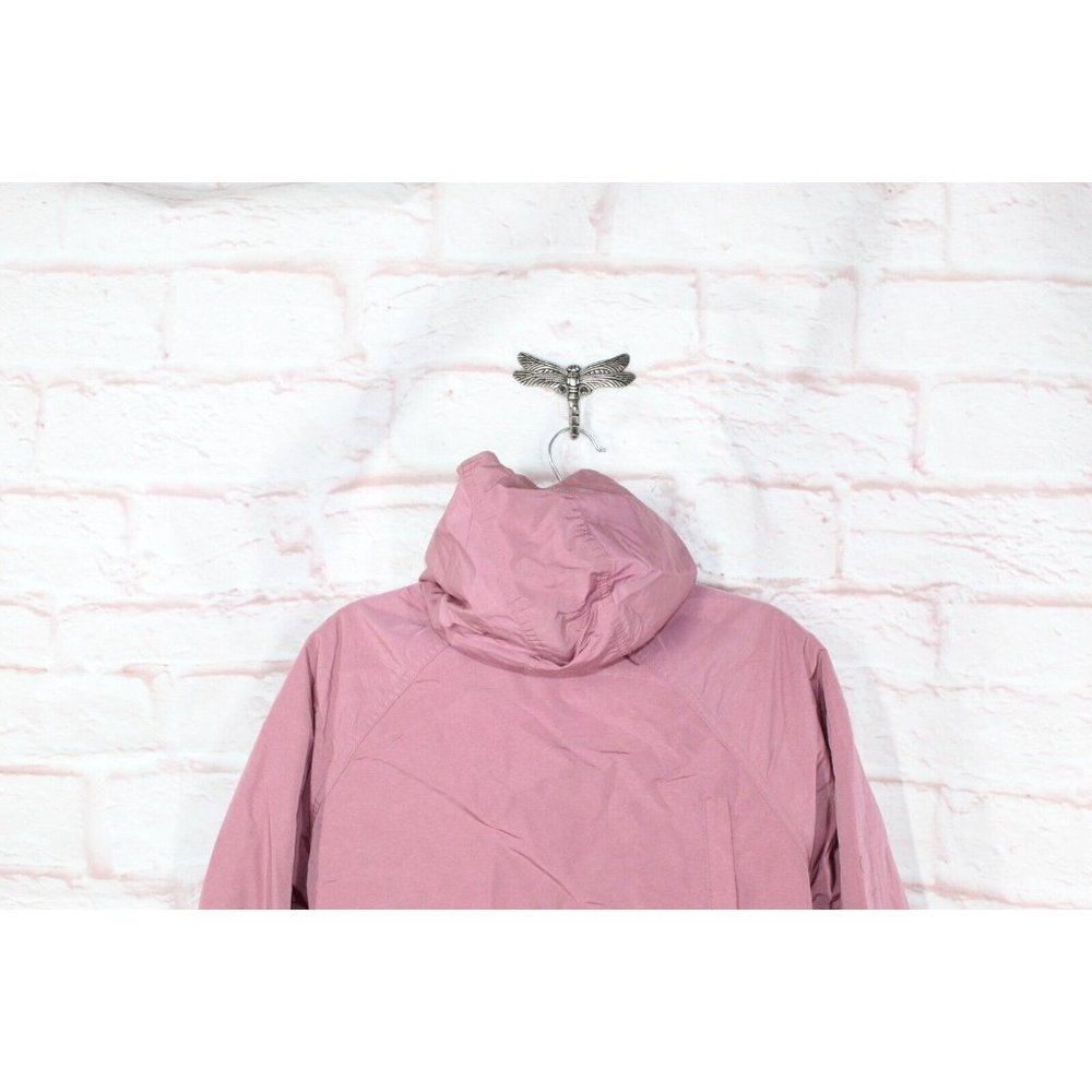 Vintage LL Bean Pink Nylon Lined Hooded Snaps Button Jacket Size L - Picture 5 of 9